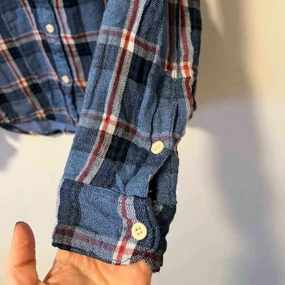 Madewell Blue Plaid Flannel - Picture 4 of 10
